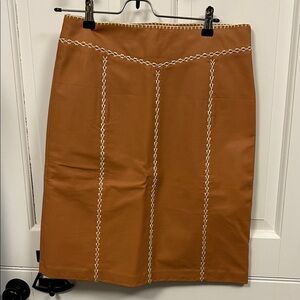 Vintage GAP Tan Pencil Skirt with White Stitching. New With Tags. 100% Leather.